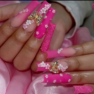 Pink Butterfly Fantasy Nail Set